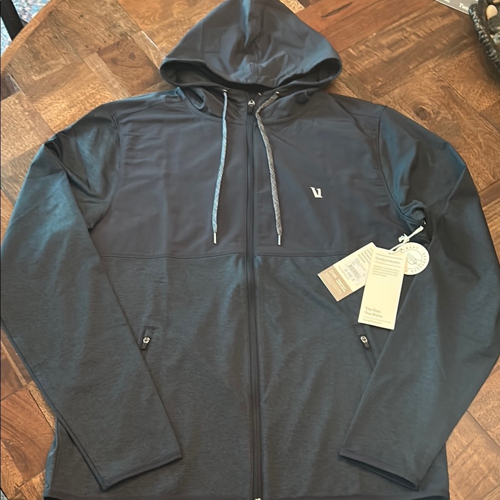 Vuori Charcoal Gray Full-Zip Hooded Windbreaker
